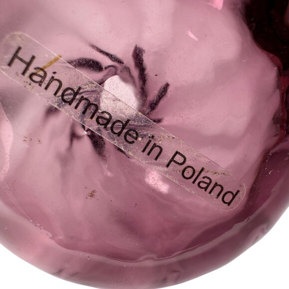 Vintage Hand Blown Purple Glass Swirl Vase Handmade in Poland Flower Bud 5.5"x2" - Picture 3 of 13